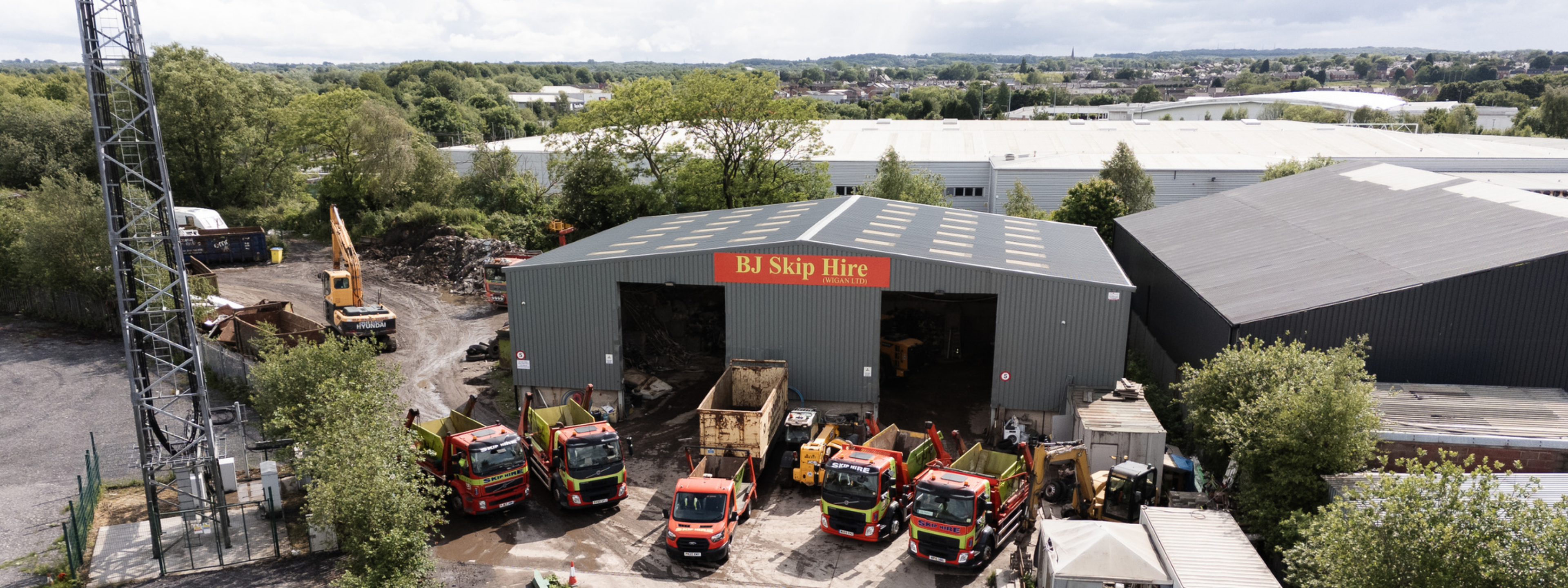 lorry carrying skips